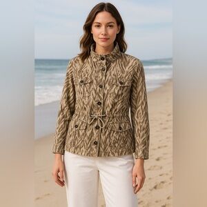 Animal Print Jacket Utility with Shimmer  Size 14/ Chicos 2.5